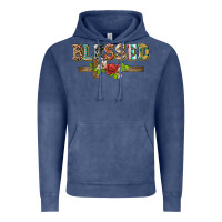 Vintage Denim blessed and floral cross Vintage Hoodie - BarkalooDesign