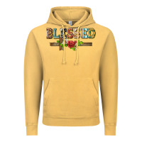 Vintage Mustard blessed and floral cross Vintage Hoodie - BarkalooDesign