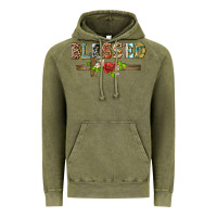 Vintage Olive blessed and floral cross Vintage Hoodie - BarkalooDesign