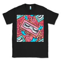Black cosmetic fake eyelashes and butterfly with leopard seamless pattern bb Classic Tee - BundleAndBundleShop