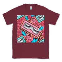 Burgundy cosmetic fake eyelashes and butterfly with leopard seamless pattern bb Classic Tee - BundleAndBundleShop