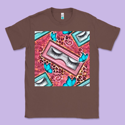 Cosmetic Fake Eyelashes And Butterfly With Leopard Seamless Pattern Bb Classic Tee Designed By Bundleandbundleshop