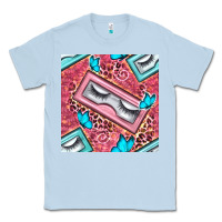 Dusty Blue cosmetic fake eyelashes and butterfly with leopard seamless pattern bb Classic Tee - BundleAndBundleShop