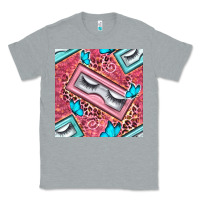 Heather Grey cosmetic fake eyelashes and butterfly with leopard seamless pattern bb Classic Tee - BundleAndBundleShop