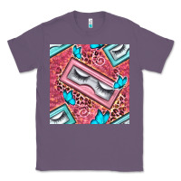Lavender cosmetic fake eyelashes and butterfly with leopard seamless pattern bb Classic Tee - BundleAndBundleShop