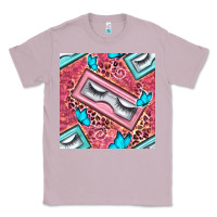 Lilac cosmetic fake eyelashes and butterfly with leopard seamless pattern bb Classic Tee - BundleAndBundleShop
