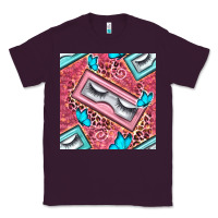 Plum cosmetic fake eyelashes and butterfly with leopard seamless pattern bb Classic Tee - BundleAndBundleShop