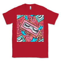 Red cosmetic fake eyelashes and butterfly with leopard seamless pattern bb Classic Tee - BundleAndBundleShop
