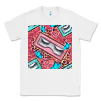 White cosmetic fake eyelashes and butterfly with leopard seamless pattern bb Classic Tee - BundleAndBundleShop