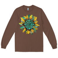 Chestnut sunflower with gemstone and cowhide Long Sleeve Tee - Artiststas