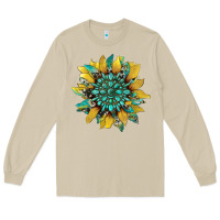 Mushroom sunflower with gemstone and cowhide Long Sleeve Tee - Artiststas