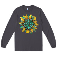 Smoke sunflower with gemstone and cowhide Long Sleeve Tee - Artiststas