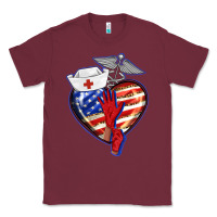 Burgundy patriotic nurse love Classic Tee - BarkalooDesign