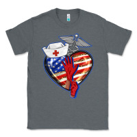 Charcoal Heather patriotic nurse love Classic Tee - BarkalooDesign