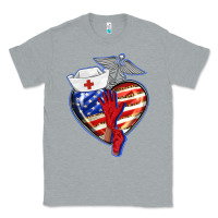 Heather Grey patriotic nurse love Classic Tee - BarkalooDesign