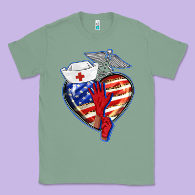 Patriotic Nurse Love Classic Tee Designed By Barkaloodesign