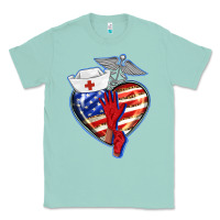 Seafoam patriotic nurse love Classic Tee - BarkalooDesign
