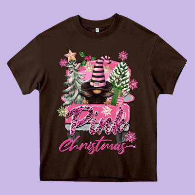 Pink Christmas Truck Gnome Heavy Core Tee Designed By Fadigitalartstudio