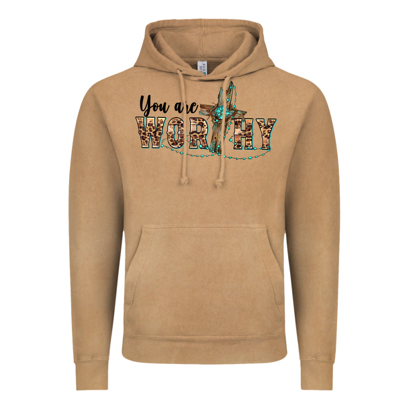 You Are Worthy Cross Vintage Hoodie by BarkalooDesign | Teevron