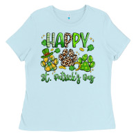 Baby Blue happy st. patricks day paws Ladies Tee - Artiststas