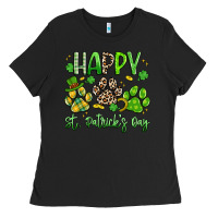 Black happy st. patricks day paws Ladies Tee - Artiststas