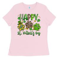 Bubblegum Pink happy st. patricks day paws Ladies Tee - Artiststas