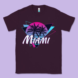 Miami Beach Souvenir Vintage 80s Classic Tee Designed By Linhvisuals