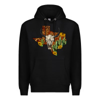Black bull skull texas map western Premium Hoodie - BarkalooDesign