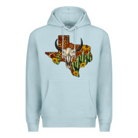 Blue Mist bull skull texas map western Premium Hoodie - BarkalooDesign