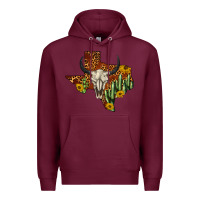 Burgundy bull skull texas map western Premium Hoodie - BarkalooDesign