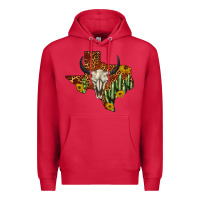 Cardinal bull skull texas map western Premium Hoodie - BarkalooDesign