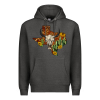 Charcoal Heather bull skull texas map western Premium Hoodie - BarkalooDesign