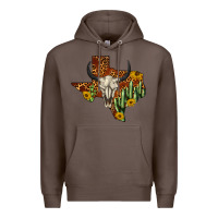 Coffee bull skull texas map western Premium Hoodie - BarkalooDesign