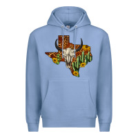 Colony Blue bull skull texas map western Premium Hoodie - BarkalooDesign