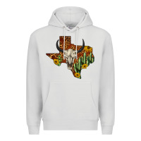 Dove Grey bull skull texas map western Premium Hoodie - BarkalooDesign