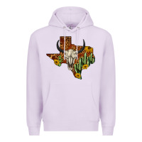 Lilac bull skull texas map western Premium Hoodie - BarkalooDesign