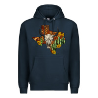 Navy bull skull texas map western Premium Hoodie - BarkalooDesign