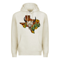 Oatmeal Heather bull skull texas map western Premium Hoodie - BarkalooDesign