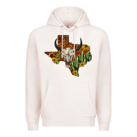 Pale Pink bull skull texas map western Premium Hoodie - BarkalooDesign