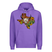 Purple bull skull texas map western Premium Hoodie - BarkalooDesign