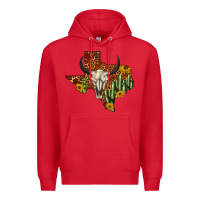 Red bull skull texas map western Premium Hoodie - BarkalooDesign