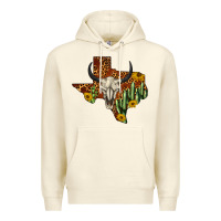 Sandshell bull skull texas map western Premium Hoodie - BarkalooDesign