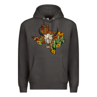 Smoke bull skull texas map western Premium Hoodie - BarkalooDesign