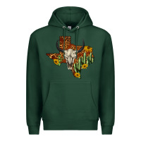 Sports Green bull skull texas map western Premium Hoodie - BarkalooDesign