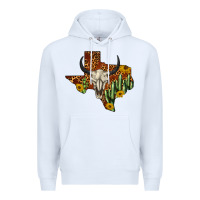White bull skull texas map western Premium Hoodie - BarkalooDesign