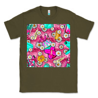 Army Green hairstylist coffee cups and daisy with leopard seamless pattern bbs Classic Tee - BundleAndBundleShop