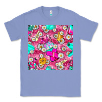 Colony Blue hairstylist coffee cups and daisy with leopard seamless pattern bbs Classic Tee - BundleAndBundleShop