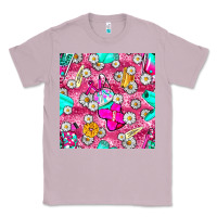 Lilac hairstylist coffee cups and daisy with leopard seamless pattern bbs Classic Tee - BundleAndBundleShop