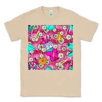 Mushroom hairstylist coffee cups and daisy with leopard seamless pattern bbs Classic Tee - BundleAndBundleShop