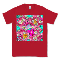 Red hairstylist coffee cups and daisy with leopard seamless pattern bbs Classic Tee - BundleAndBundleShop